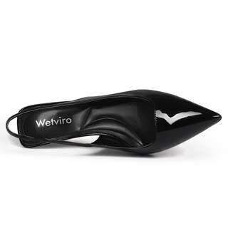 Foto 3 | Foto 3 | Zapatos Wetviro Para Mujer  Punta Puntiaguda  Tacones Destalonados  Piel Negra - Venta Internacional.