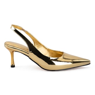 Foto 7 | Foto 7 | Zapatos De Tacón Heelchic Metallic Slingback Kitten Heels Gold 9 - Venta Internacional.