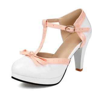 Foto 1 | Foto 1 | Zapatos Foremode Fashion Para Mujer Tacones Altos Con Correa En T Blancos - Venta Internacional.