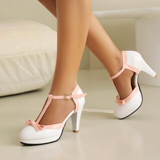 Foto 5 | Foto 5 | Zapatos Foremode Fashion Para Mujer Tacones Altos Con Correa En T Blancos - Venta Internacional.