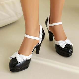 Foto 5 | Foto 5 | Zapatos Foremode Fashion Para Mujer Tacones Altos Con Correa En T Negros Talla 41 - Venta Internacional.