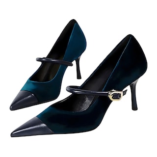 Foto 3 | Foto 3 | Zapatos De Tacón Baobeijiadao Para Mujer Sin Cordones Tacón De Aguja Terciopelo Azul - Venta Internacional.