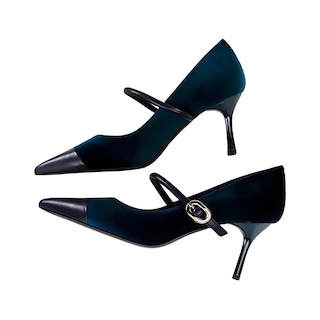 Foto 4 | Foto 4 | Zapatos De Tacón Baobeijiadao Para Mujer Sin Cordones Tacón De Aguja Terciopelo Azul - Venta Internacional.
