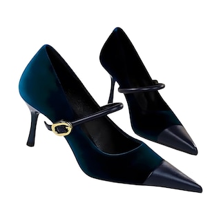 Foto 5 | Foto 5 | Zapatos De Tacón Baobeijiadao Para Mujer Sin Cordones Tacón De Aguja Terciopelo Azul - Venta Internacional.