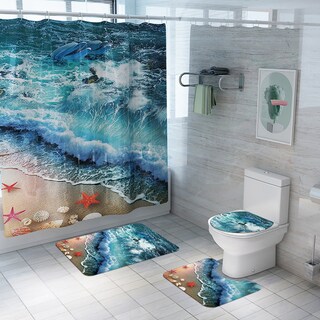 Foto 5 | Foto 5 | Juego De Cortinas De Ducha Ouneed Seaside Scenery Prints 4 Unidades - Venta Internacional.