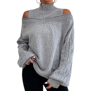 Foto 1 | Foto 1 | Jersey Zocania Con Cuello Alto Y Hombros Descubiertos Y Manga Linterna Para Mujer - Venta Internacional.