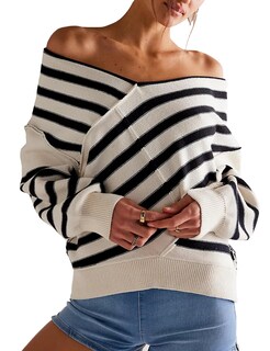 Foto 1 | Foto 1 | Jersey Hyllgud Para Mujer A Rayas Tejido En Bloques De Colores Negro Xs - Venta Internacional.