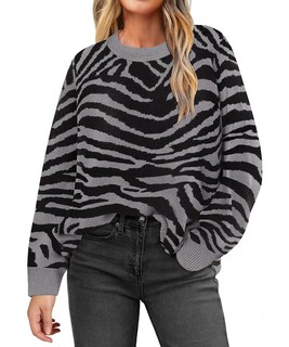 Foto 1 | Foto 1 | Jersey Carcos Talla Grande Gris Con Estampado De Cebra Para Mujer 5xl - Venta Internacional.