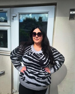 Foto 2 | Foto 2 | Jersey Carcos Talla Grande Gris Con Estampado De Cebra Para Mujer 5xl - Venta Internacional.