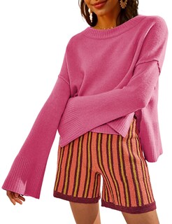 Foto 1 | Foto 1 | Jersey Taqcux Para Mujer Cuello Redondo Manga Acampanada Color Coral Talla M - Venta Internacional.