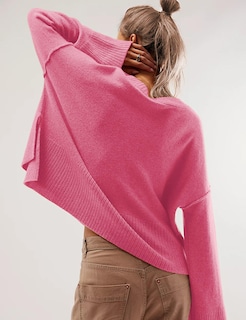 Foto 3 | Foto 3 | Jersey Taqcux Para Mujer Cuello Redondo Manga Acampanada Color Coral Talla M - Venta Internacional.