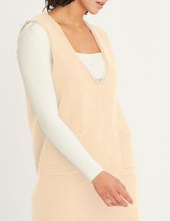 Foto 5 | Foto 5 | Delantal De Punto Con Cuello En V Para Mujer Suéter Chaleco Cuello En V Color Beige - Venta Internacional.