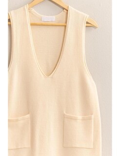 Foto 7 | Foto 7 | Delantal De Punto Con Cuello En V Para Mujer Suéter Chaleco Cuello En V Color Beige - Venta Internacional.