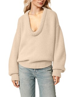 Foto 1 | Foto 1 | Jersey Livtany Para Mujer  Extragrande  Acanalado  Cuello En V Profundo  Color Albaricoque - Venta Internacional.