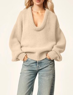 Foto 2 | Foto 2 | Jersey Livtany Para Mujer  Extragrande  Acanalado  Cuello En V Profundo  Color Albaricoque - Venta Internacional.