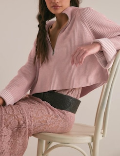 Foto 3 | Foto 3 | Jersey Tbetne De Punto Con Media Cremallera Para Mujer  Color Rosa  Talla M - Venta Internacional.