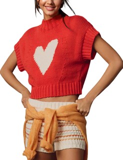 Foto 1 | Foto 1 | Jersey Sin Mangas Taqcux Manga Corta Cuello Redondo Tejido En Forma De Corazón - Venta Internacional.