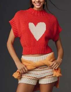 Foto 2 | Foto 2 | Jersey Sin Mangas Taqcux Manga Corta Cuello Redondo Tejido En Forma De Corazón - Venta Internacional.