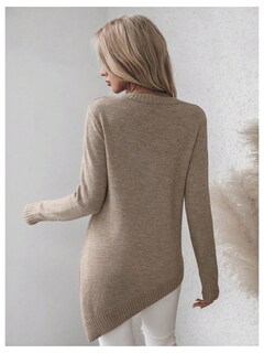 Foto 2 | Foto 2 | Jersey Gorglitter Para Mujer Con Dobladillo Asimétrico Dividido  Color Caqui - Venta Internacional.