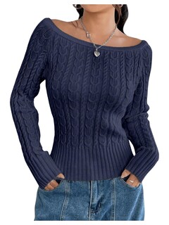 Foto 1 | Foto 1 | Jersey Makemechic Con Hombros Descubiertos Tejido Trenzado Azul Para Mujer - Venta Internacional.