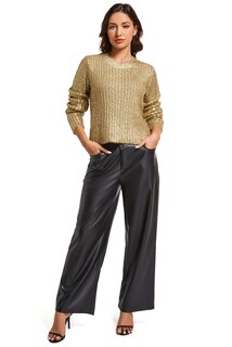 Foto 5 | Foto 5 | Jersey Lifeshe De Punto Metálico Con Cuello Redondo Holgado Para Mujer - Venta Internacional.