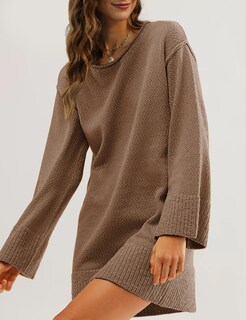 Foto 2 | Foto 2 | Vestido Tipo Suéter Lianlive Casual De Punto De Manga Larga Para Mujer - Venta Internacional.