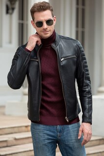 Foto 4 | Foto 4 | Jersey Qzh.duao Para Hombre Casual Ajustado Cuello Alto Rojo Vino - Venta Internacional.