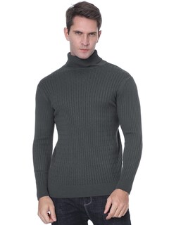 Foto 6 | Foto 6 | Jersey Qzh.duao Para Hombre Cuello Alto Corte Ajustado Manga Larga Gris - Venta Internacional.