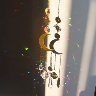 Foto 2 | Foto 2 | Colgante De Cristal Suncatcher Con Forma De Luna 38 Cm Con Cadena - Venta Internacional.