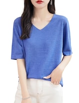 Camisa De Capa Base Chanyarn 100% Lana Merino Con Cuello En V Para Mujer - Venta Internacional.