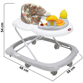 Foto 4 | Foto 4 | Andadera Para Bebé Juguetes Pollito Musical Altura Ajustable Ruedas De Goma Apta Desde 6 Meses Y Hasta 12 Kg - Gris