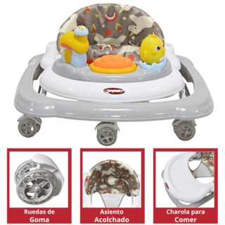 Foto 5 | Foto 5 | Andadera Para Bebé Juguetes Pollito Musical Altura Ajustable Ruedas De Goma Apta Desde 6 Meses Y Hasta 12 Kg - Gris