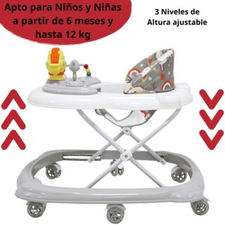 Foto 3 | Foto 3 | Andadera Para Bebé Juguetes León Musical Altura Ajustable Ruedas De Goma Apta Desde 6 Meses Y Hasta 12 Kg - Gris