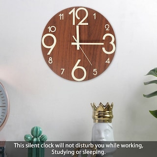 Foto 2 | Foto 2 | Reloj De Pared Luminoso De Madera Que Brilla En La Oscuridad  30 Cm Con Campana - Venta Internacional.