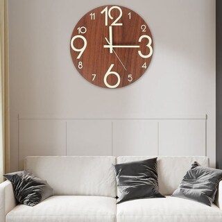 Foto 4 | Foto 4 | Reloj De Pared Luminoso De Madera Que Brilla En La Oscuridad  30 Cm Con Campana - Venta Internacional.