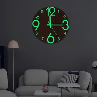 Foto 5 | Foto 5 | Reloj De Pared Luminoso De Madera Que Brilla En La Oscuridad  30 Cm Con Campana - Venta Internacional.