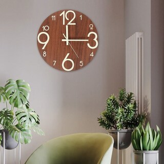 Foto 6 | Foto 6 | Reloj De Pared Luminoso De Madera Que Brilla En La Oscuridad  30 Cm Con Campana - Venta Internacional.