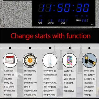 Foto 6 | Foto 6 | Reloj De Pared Led Con Calendario Perpetuo Digital Para Sala De Estar - Venta Internacional.