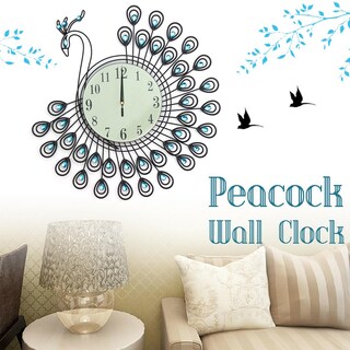 Foto 1 | Foto 1 | Reloj De Pared Diy 3d Creativo Con Forma De Pavo Real Metal Brillante 54 X 54 Cm - Venta Internacional.