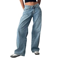 Vaqueros Kodaruber Y2k Para Mujer  Talle Bajo  Holgados  Pierna Recta  Azules - Venta Internacional.