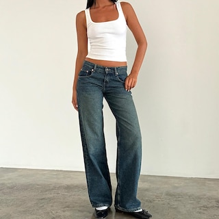 Foto 4 | Foto 4 | Vaqueros Mxiqqpltky De Talle Bajo Pierna Ancha Y Recta Para Mujer Azul - Venta Internacional.