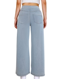 Foto 2 | Foto 2 | Jeans Simple Flavor Para Mujer  Pierna Ancha  Cintura Alta  Azul Claro - Venta Internacional.