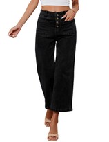Jeans Omoone De Cintura Alta Y Pierna Ancha Para Mujer Color Negro - Venta Internacional.