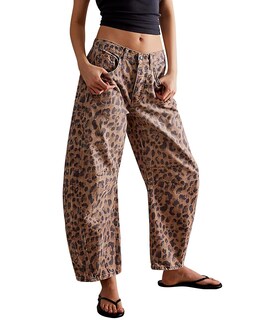 Foto 1 | Foto 1 | Pantalones Holgados Jeans Ezapine Para Mujer  Con Forma De Barril De Leopardo  Pernera Ancha - Venta Internacional.