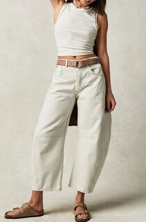 Foto 2 | Foto 2 | Jeans Loveimgs Para Mujer Cintura Media Pernera Ancha Y Holgada Color Marfil - Venta Internacional.