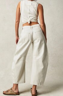 Foto 3 | Foto 3 | Jeans Loveimgs Para Mujer Cintura Media Pernera Ancha Y Holgada Color Marfil - Venta Internacional.