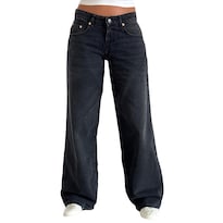 Vaqueros Kodaruber Para Mujer Talle Bajo Holgados Gris Oscuro Talla L - Venta Internacional.