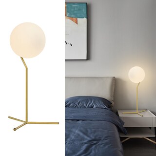 Foto 1 | Foto 1 | Lámpara De Mesa Bokt Modern De 1 Luz Con Forma De Globo De Vidrio Cepillado Metal Dorado - Venta Internacional.