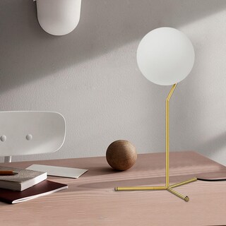Foto 3 | Foto 3 | Lámpara De Mesa Bokt Modern De 1 Luz Con Forma De Globo De Vidrio Cepillado Metal Dorado - Venta Internacional.