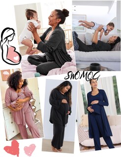Foto 6 | Foto 6 | Set De Bata De Lactancia Swomog Pijama Posparto Negro Y Gris - Venta Internacional.